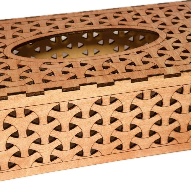 Cache boîte Kleenex en bois – Finition cire d’abeille rouge