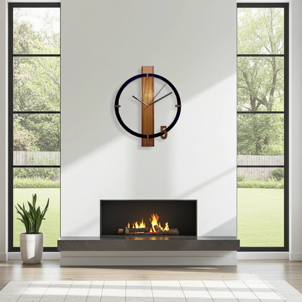 Horloge murale en bois design épuré suisse